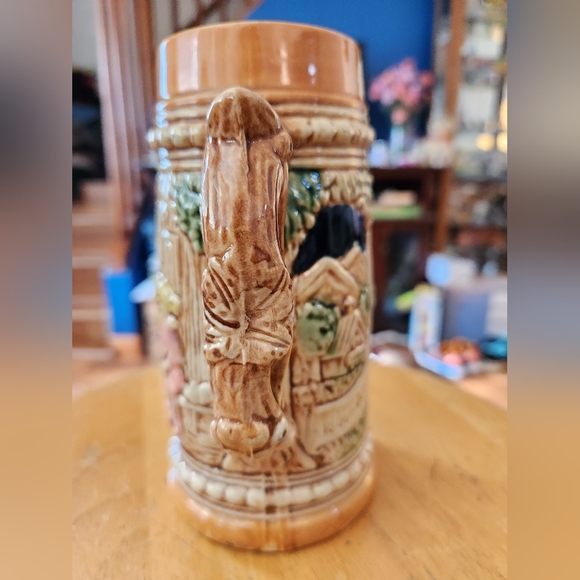 Vintage Japanese Ceramic Beer Stein Japan Pub Mug Handmade Art German Old - Picture 3 of 5